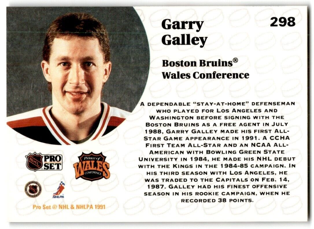 1991-92 Pro Set French Garry Galley Boston Bruins #298