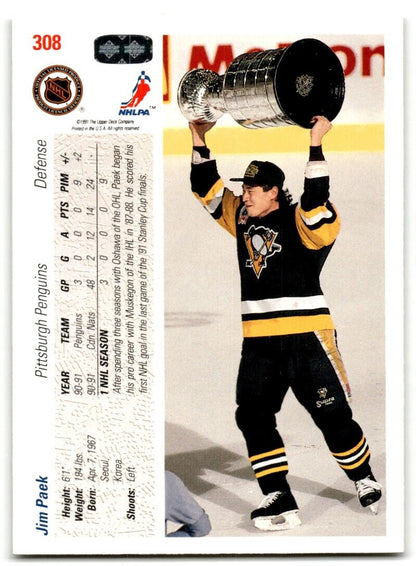 1991-92 Upper Deck Jim Paek Rookie Pittsburgh Penguins #308