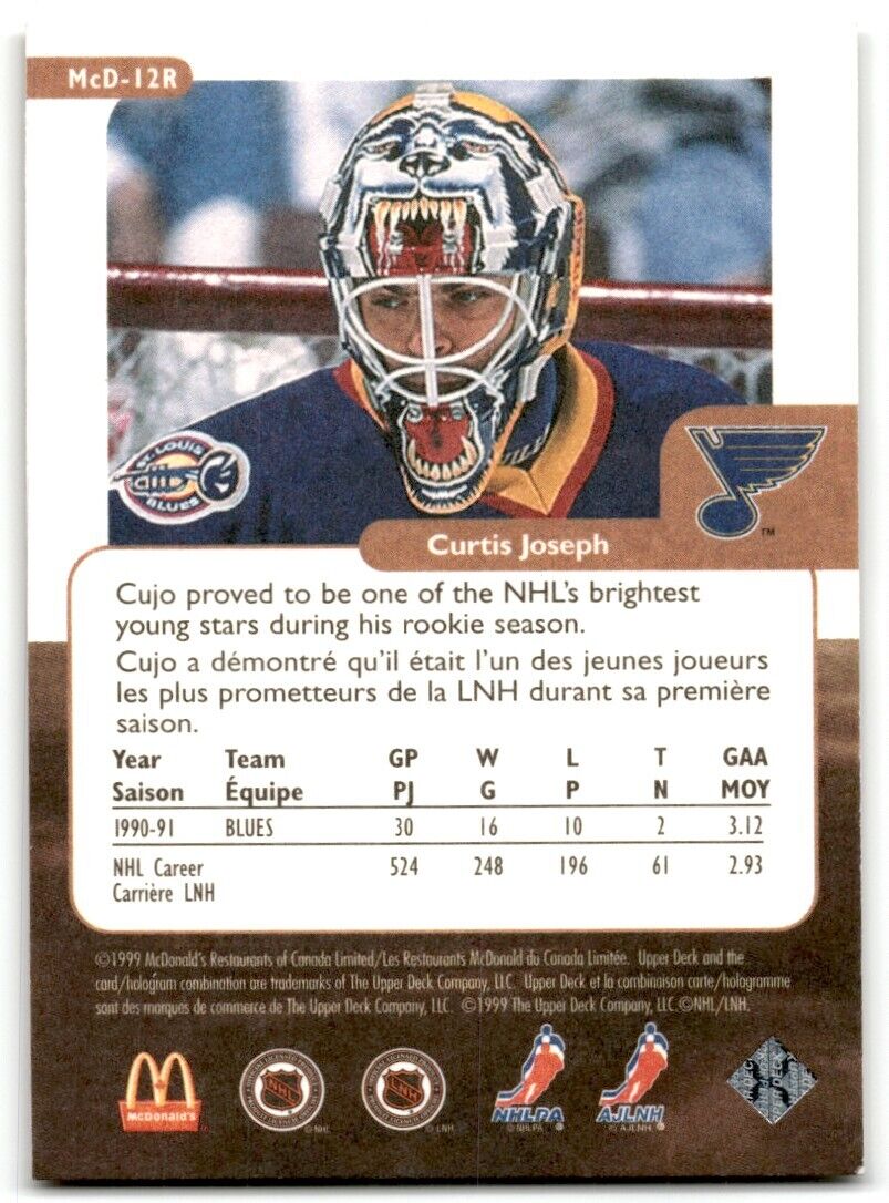 1999-00 Upper Deck Retro McDonald's Curtis Joseph St. Louis Blues #MCD-12R