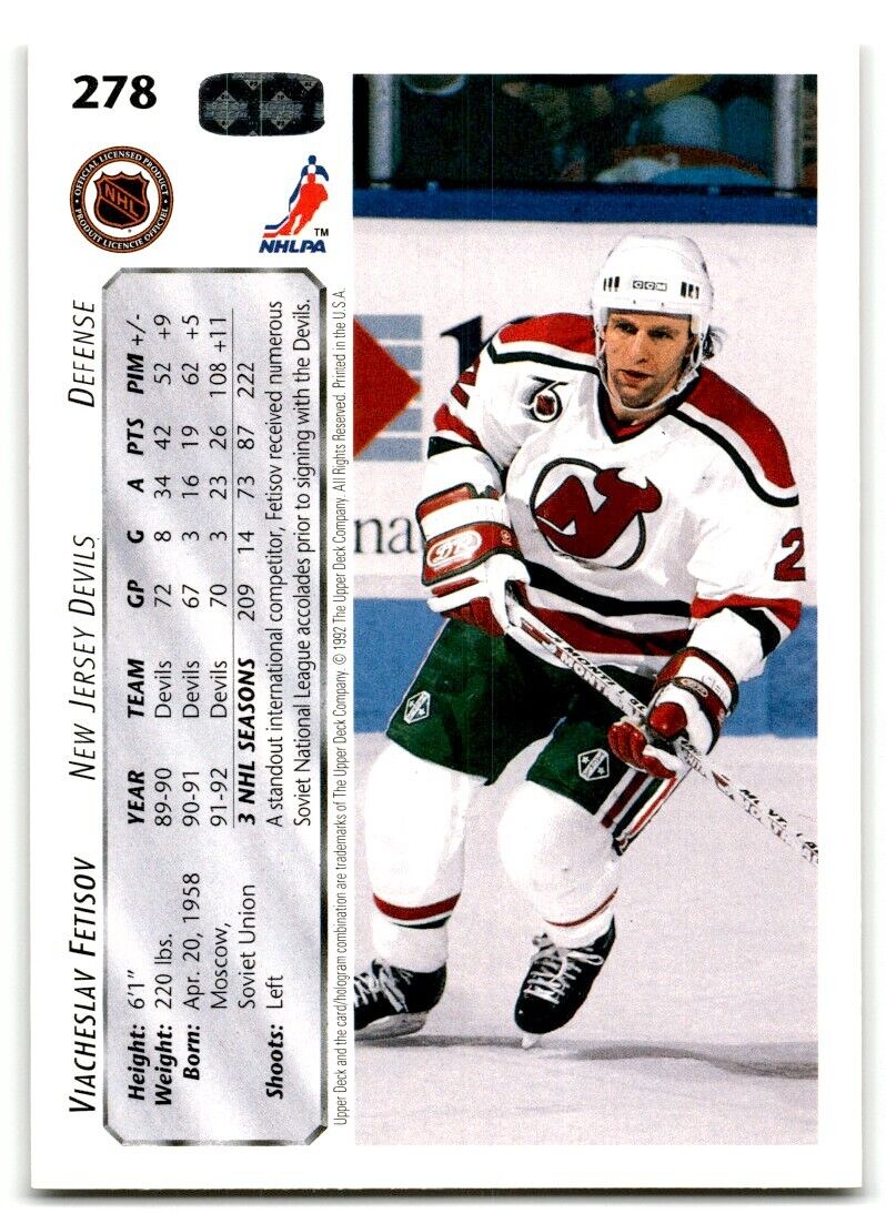 1992-93 Upper Deck Viacheslav Fetisov New Jersey Devils #278