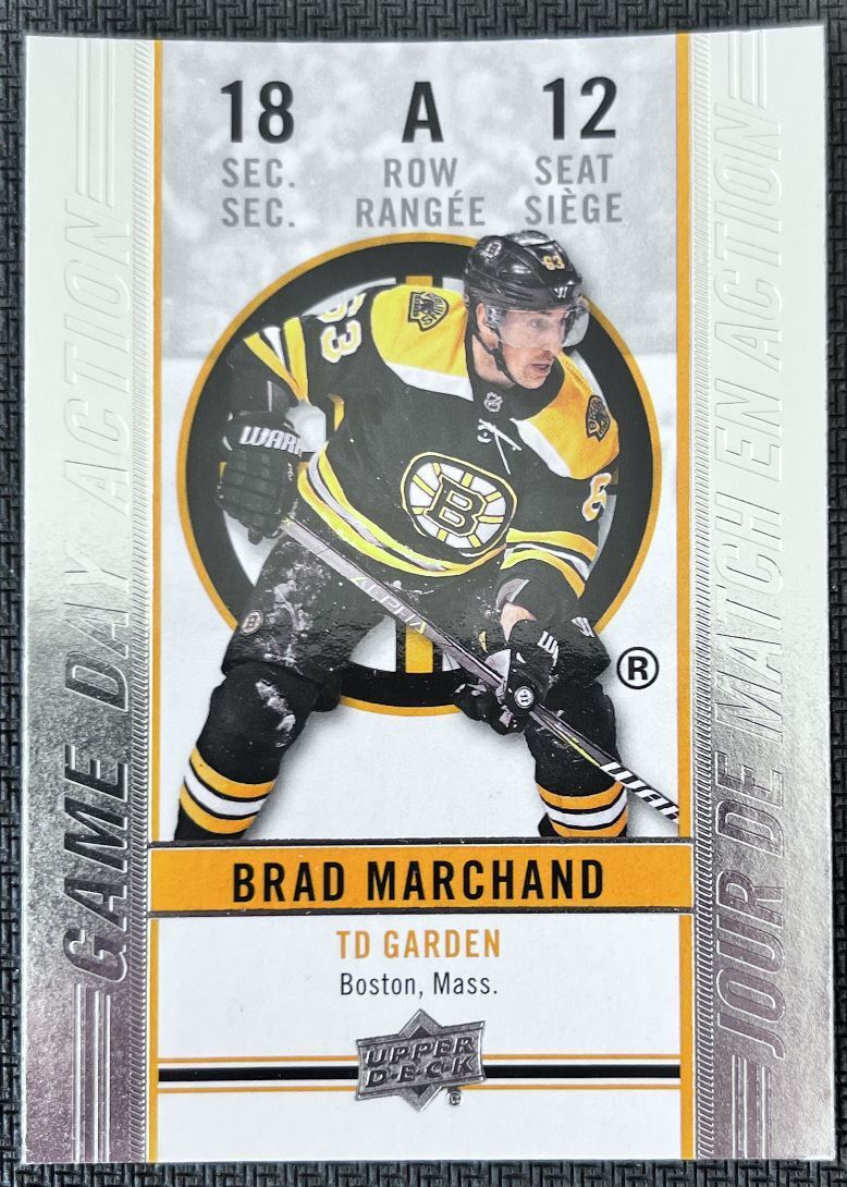 2018-19 Upper Deck Tim Hortons Game Day Action Brad Marchand Boston Bruins