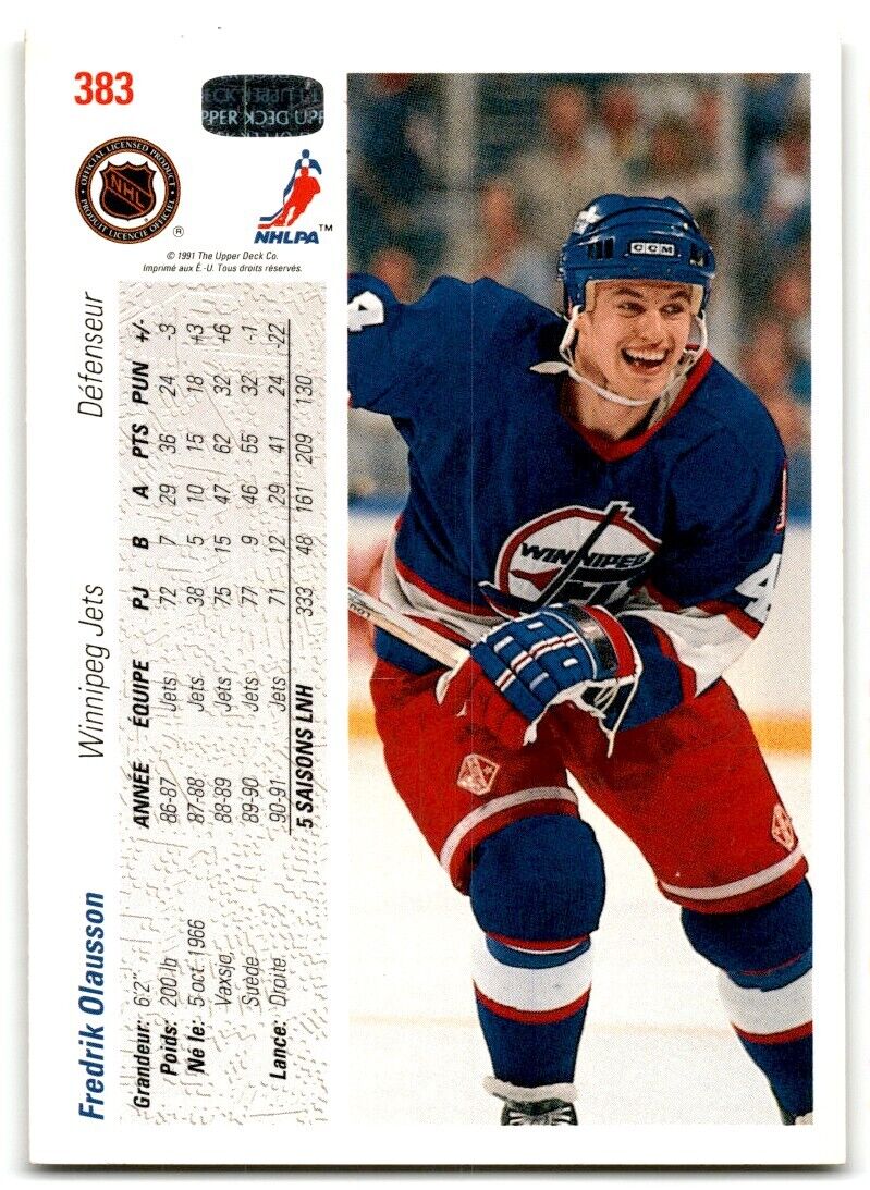 1991-92 Upper Deck French Fredrik Olausson Winnipeg Jets #383