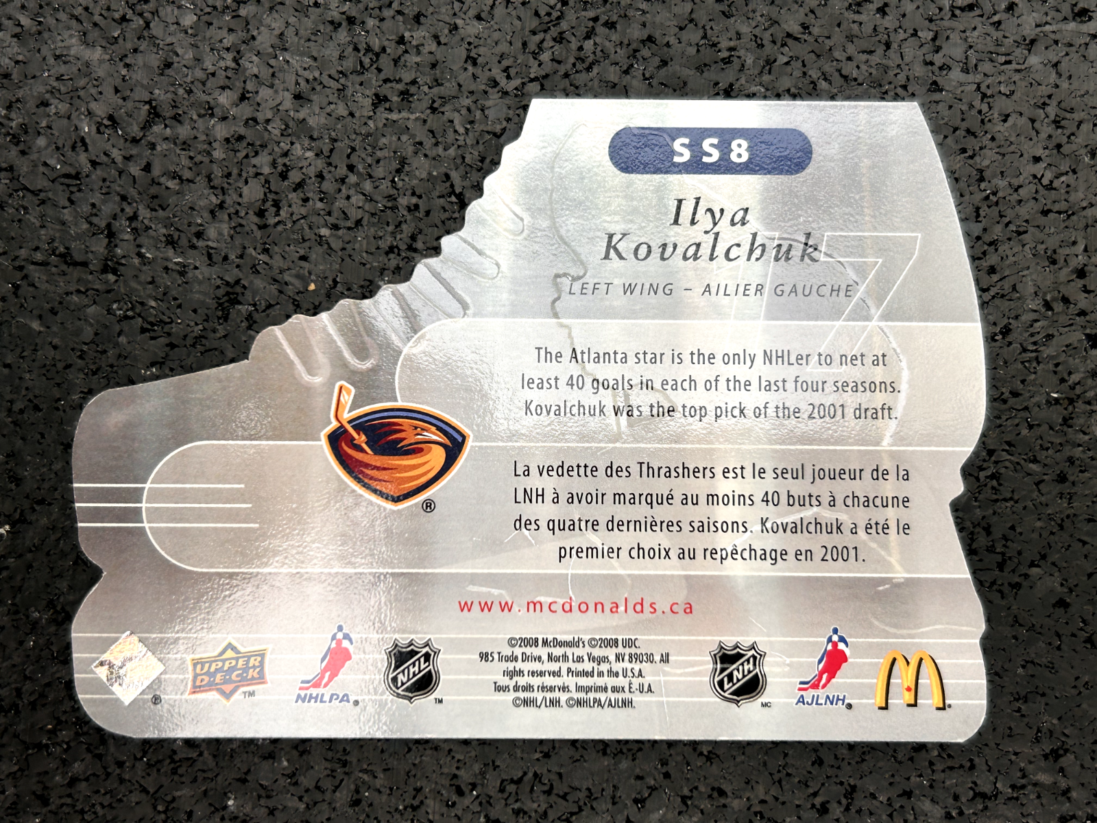 2008-09 Upper Deck Mcdonald's Speed Skaters Ilya Kovalchuk #SS8 Die-Cut