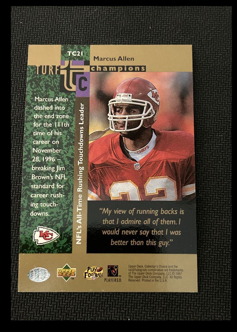 1997 Collector's Choice Turf Champions Marcus Allen Kansas City Chiefs #TC21