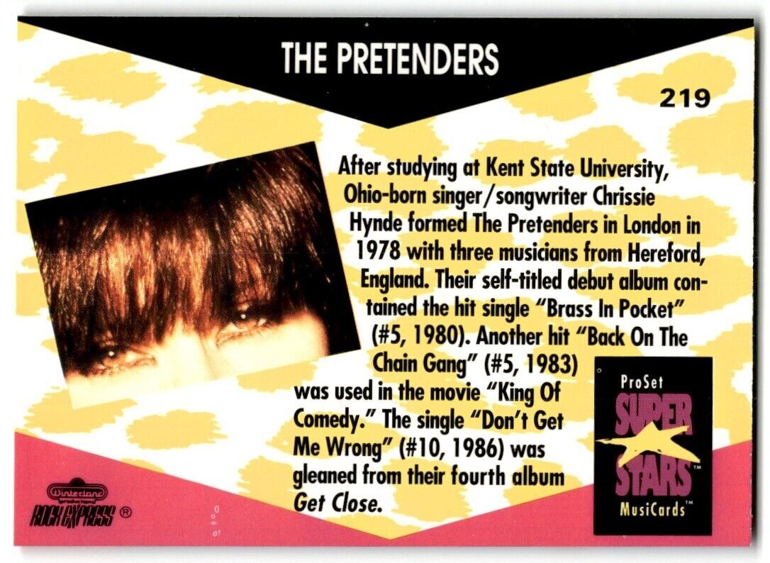 Pretenders ProSet Super Star MusiCards (Card #219)