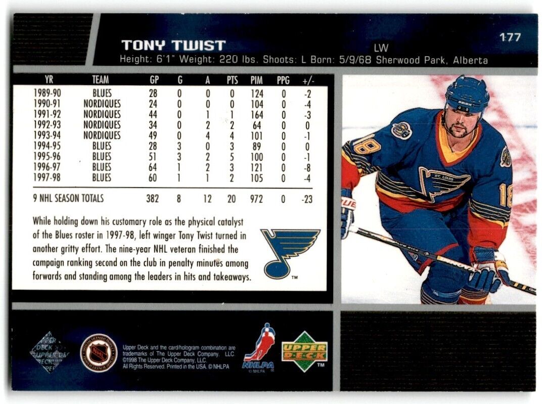 1998-99 Upper Deck Tony Twist St. Louis Blues #177