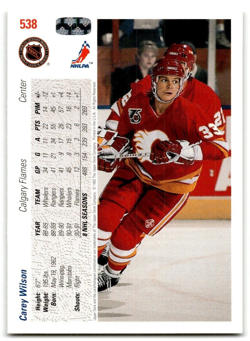 1991-92 Upper Deck Carey Wilson Calgary Flames #538