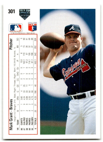 1991 Upper Deck Mark Grant Atlanta Braves #301