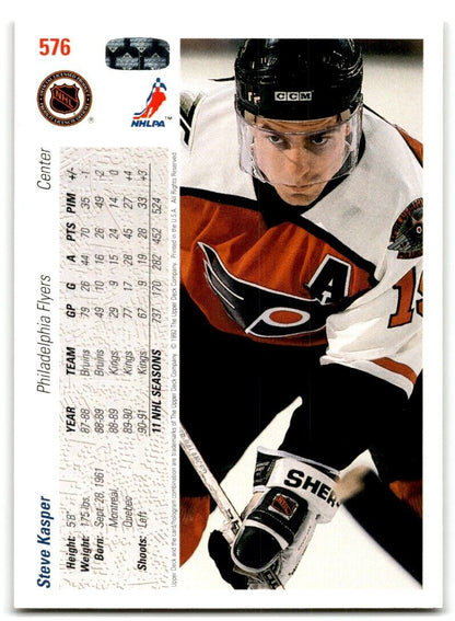 1991-92 Upper Deck Steve Kasper Philadelphia Flyers #576