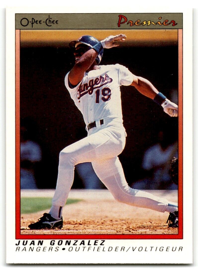 1991 O-Pee-Chee Premier Juan Gonzalez Texas Rangers #54