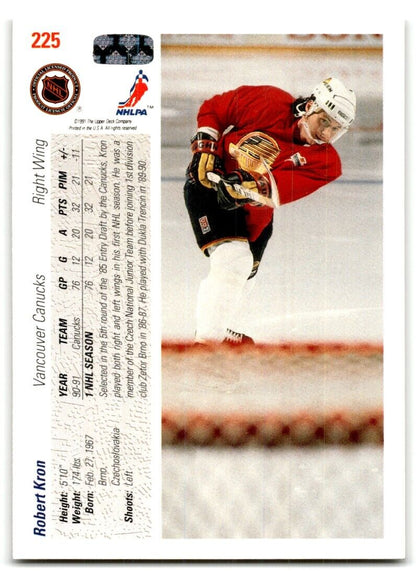 1991-92 Upper Deck Robert Kron Vancouver Canucks #225