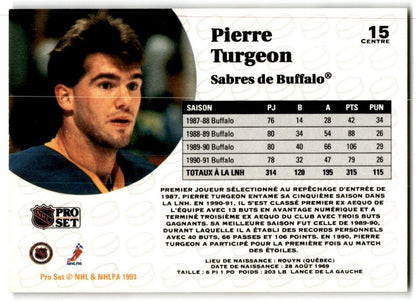 1991-92 Pro Set French Pierre Turgeon Buffalo Sabres #15