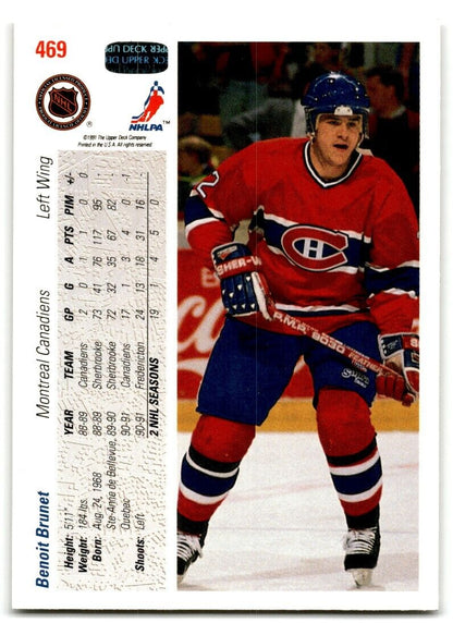 1991-92 Upper Deck French Benoit Brunet Rookie Montreal Canadiens #469B