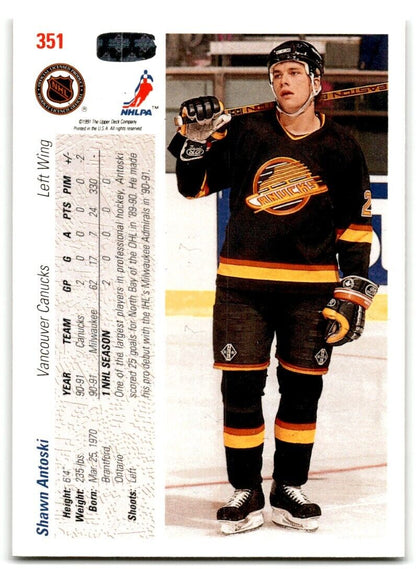 1991-92 Upper Deck Shawn Antoski Vancouver Canucks #351