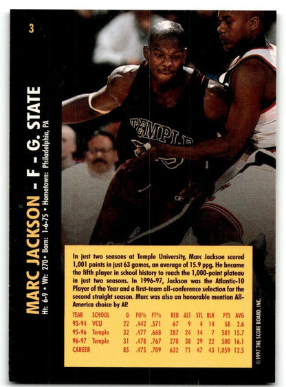 1997-98 Score Board Rookies Marc Jackson Temple Owls #3