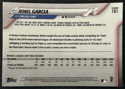 2020 Topps Chrome Robel Garcia Rookie Chicago Cubs #181