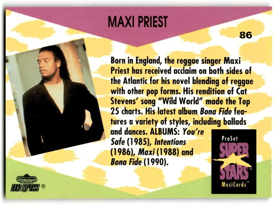 1991-92 ProSet Super Stars MusiCard Maxi Priest #86