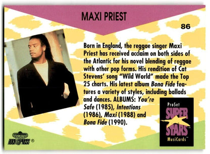 1991-92 ProSet Super Stars MusiCard Maxi Priest #86