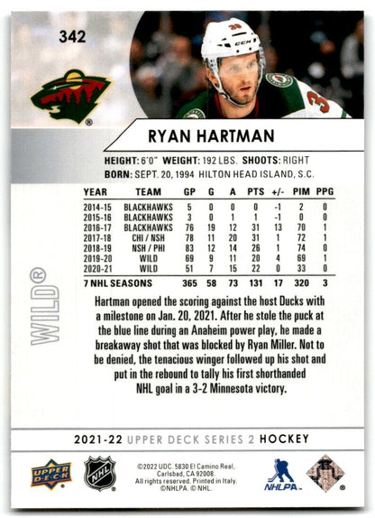 2021-22 Upper Deck Ryan Hartman Minnesota Wild #342