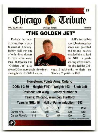 1991-92 Ultimate Original 6 French Bobby Hull Chicago Blackhawks #57