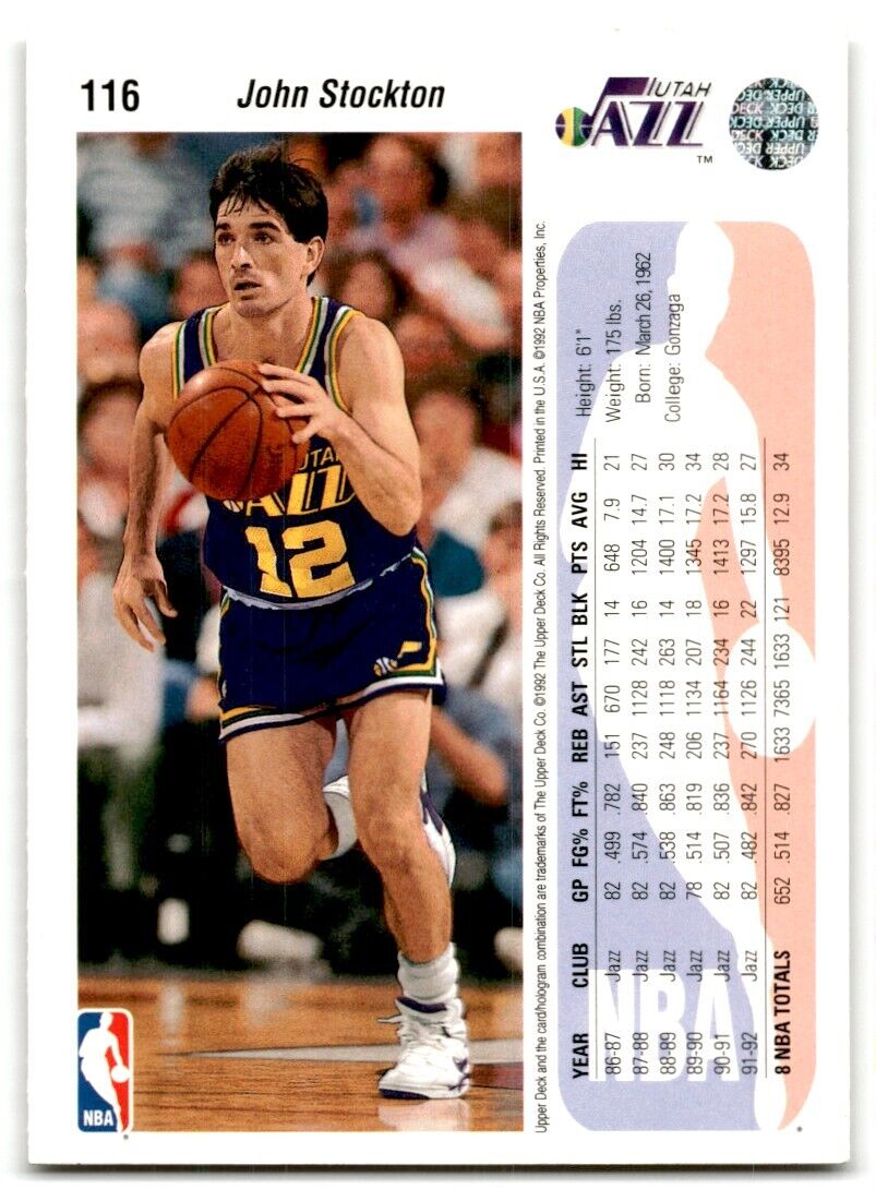 1992-93 Upper Deck John Stockton Utah Jazz #116