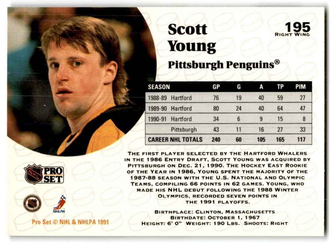 1991-92 Pro Set Scott Young Pittsburgh Penguins #195