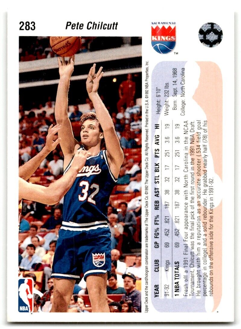 1992-93 Upper Deck Pete Chilcutt Sacramento Kings #283