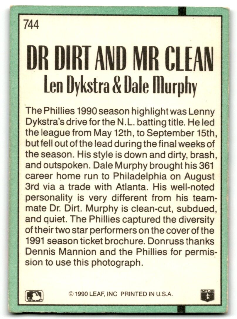 1990 Leaf Dr. Dirt and Mr. Clean Philadelphia Phillies #744