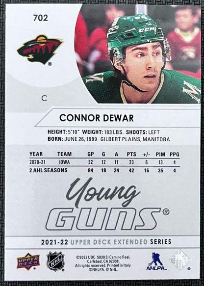 2021-22 Upper Deck Connor Dewar Rookie Minnesota Wild #702