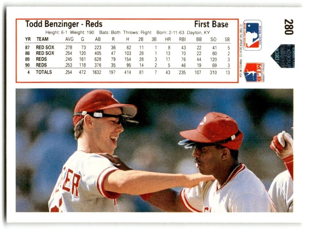 1991 Upper Deck Todd Benzinger Cincinnati Reds #280