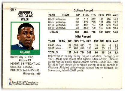 1991-92 Hoops Doug West Minnesota Timberwolves #397