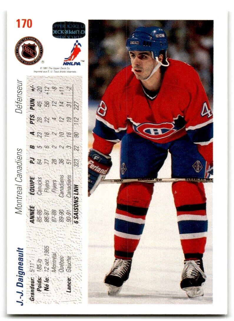 1991-92 Upper Deck J.J. Daigneault Montreal Canadiens #170