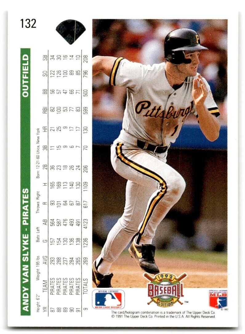 1992 Upper Deck Andy Van Slyke Pittsburgh Pirates #132