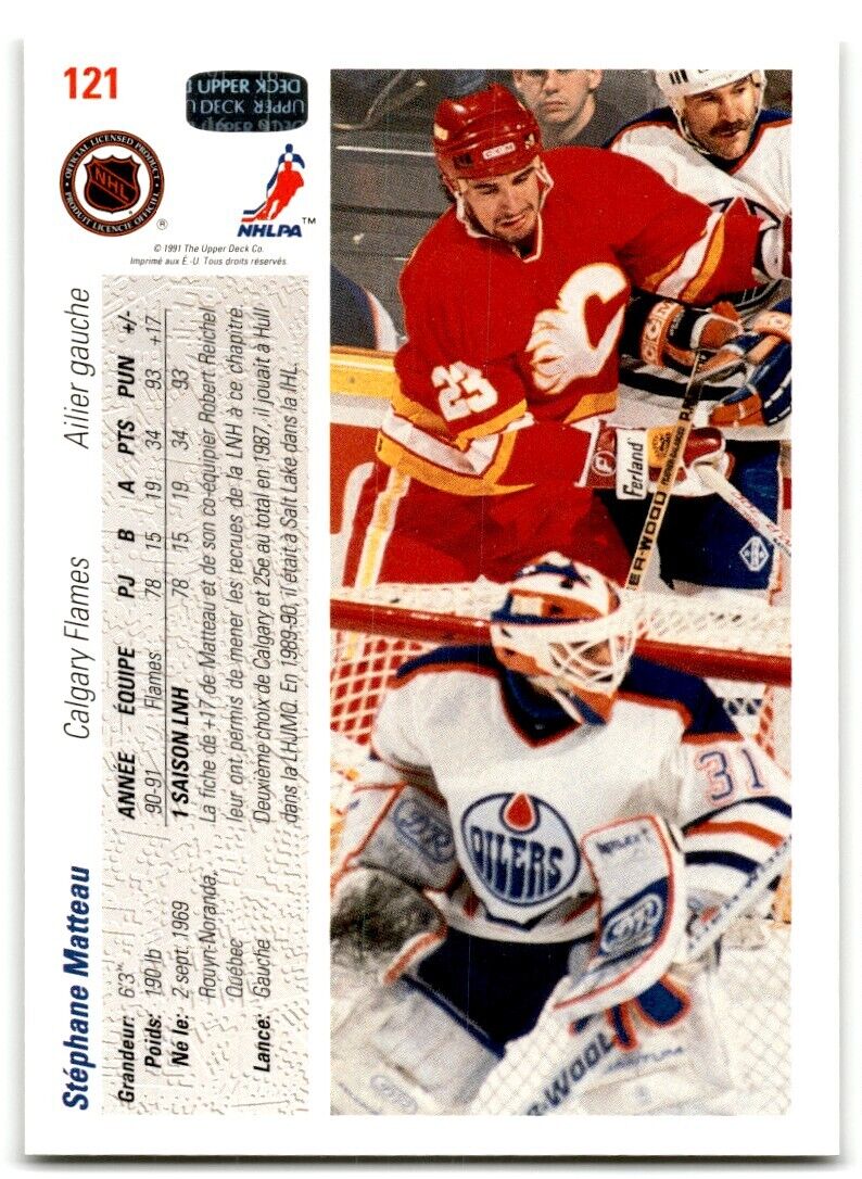 1991-92 Upper Deck French Stephane Matteau Calgary Flames #121