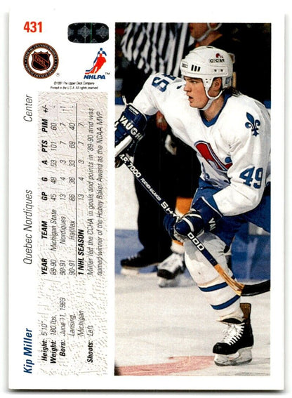 1991-92 Upper Deck Kip Miller Quebec Nordiques #431A