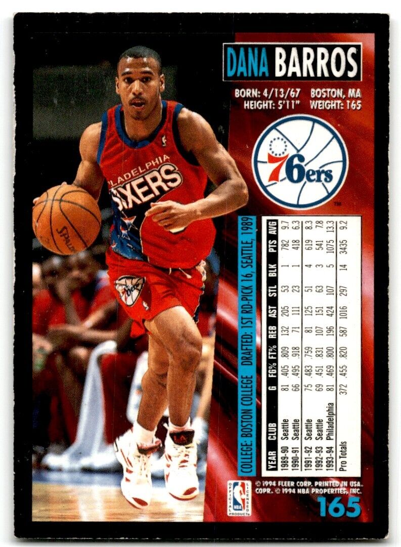 1994-95 Fleer Dana Barros Philadelphia 76ers #165