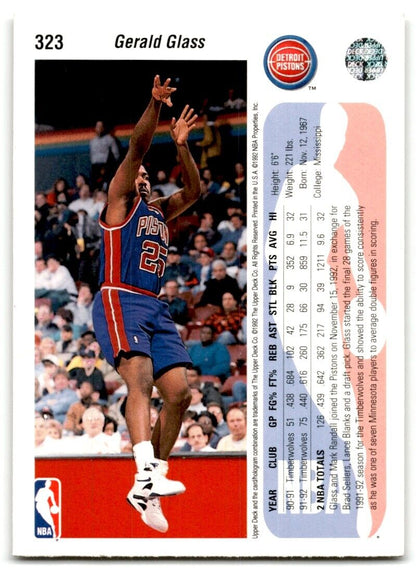 1992-93 Upper Deck Gerald Glass Detroit Pistons #323