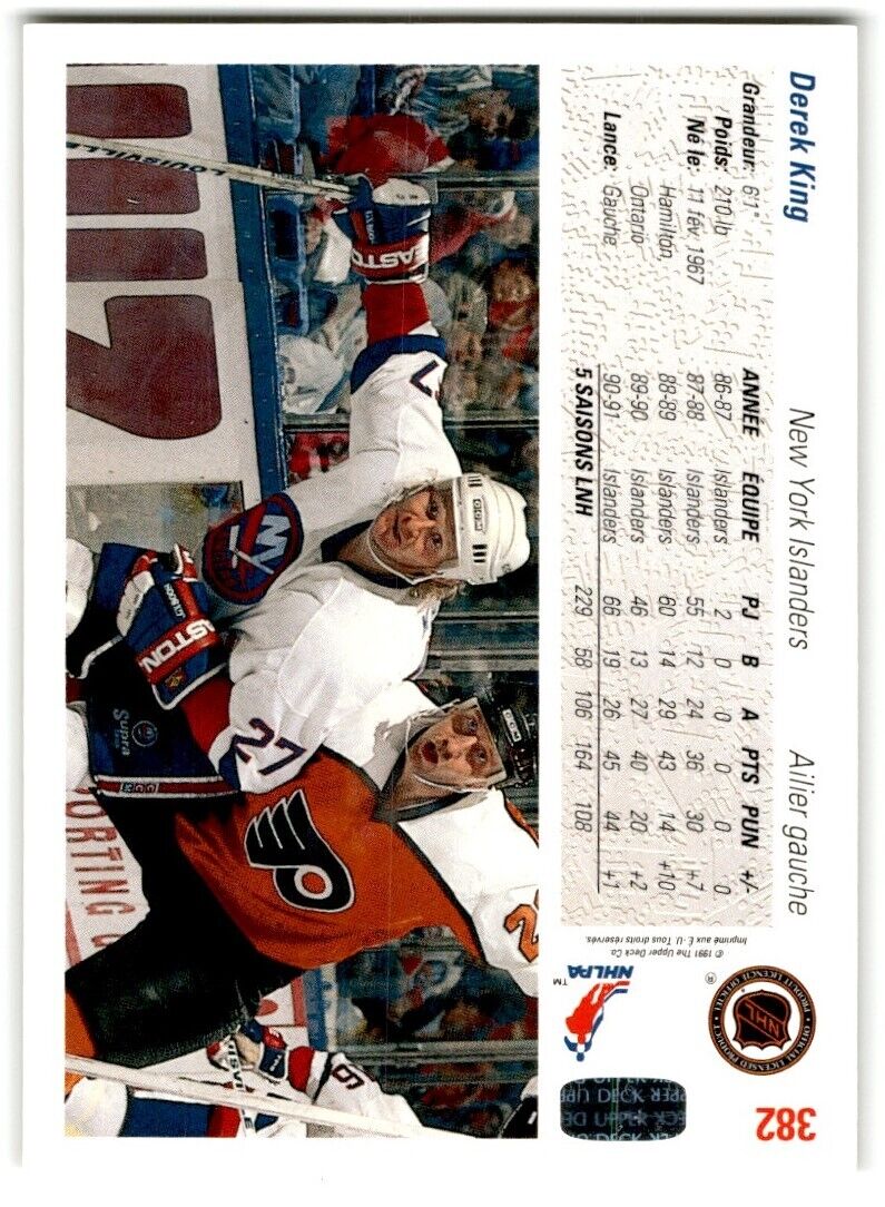 1991-92 Upper Deck French Derek King New York Islanders #382