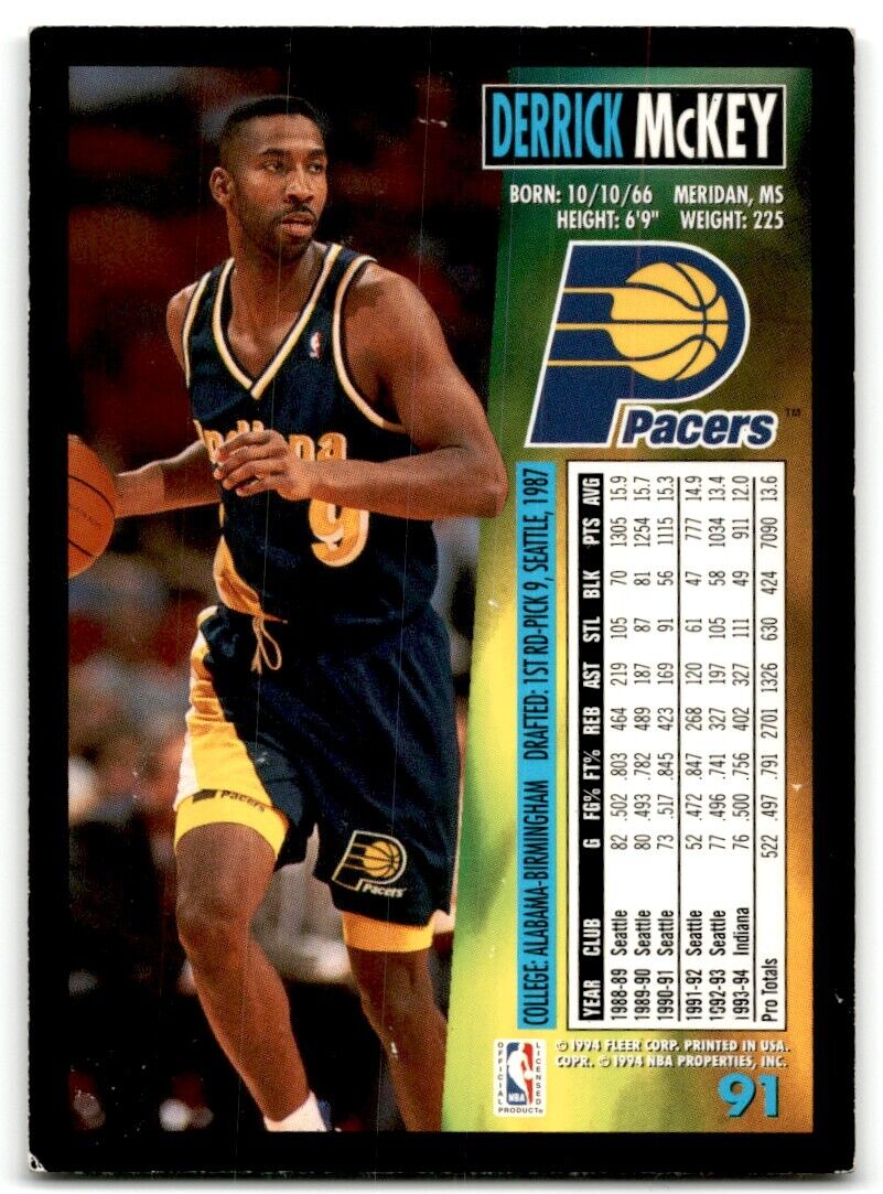 1994-95 Fleer Derrick McKey Indiana Pacers #91