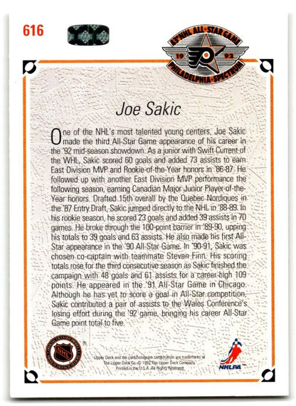 1991-92 Upper Deck Joe Sakic Quebec Nordiques #616