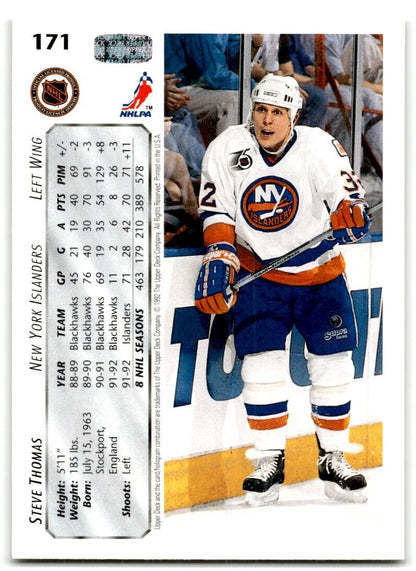 1992-93 Upper Deck Steve Thomas New York Islanders #171