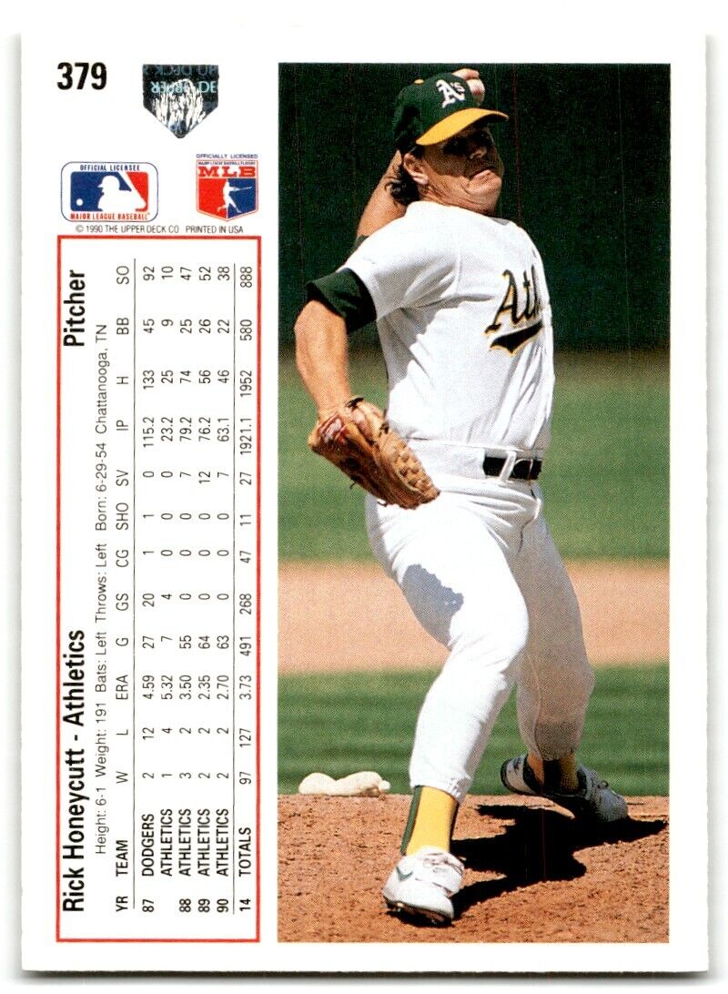 1991 Upper Deck Rick Honeycutt Oakland Athletics #379