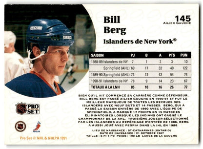 1991-92 Pro Set French Bill Berg Rookie New York Islanders #145