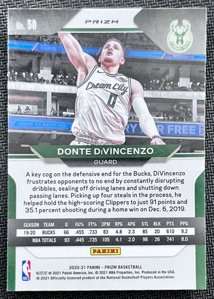 2020-21 Panini Prizm Orange Donte DiVincenzo Milwaukee Bucks #50