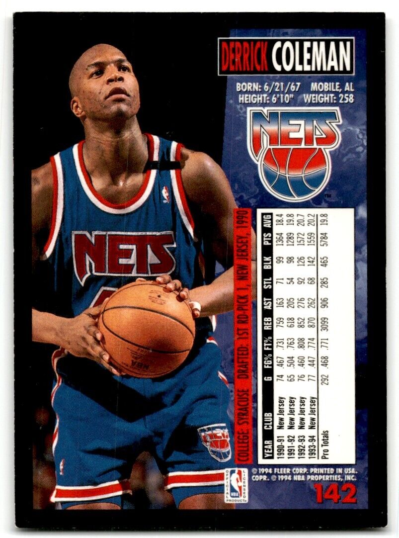 1994-95 Fleer Derrick Coleman New Jersey Nets #142