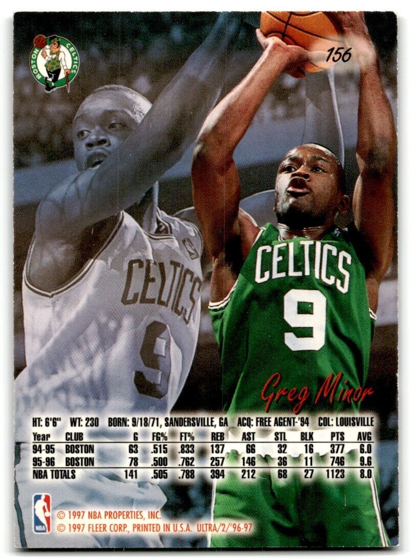 1996-97 Ultra Greg Minor Boston Celtics #156