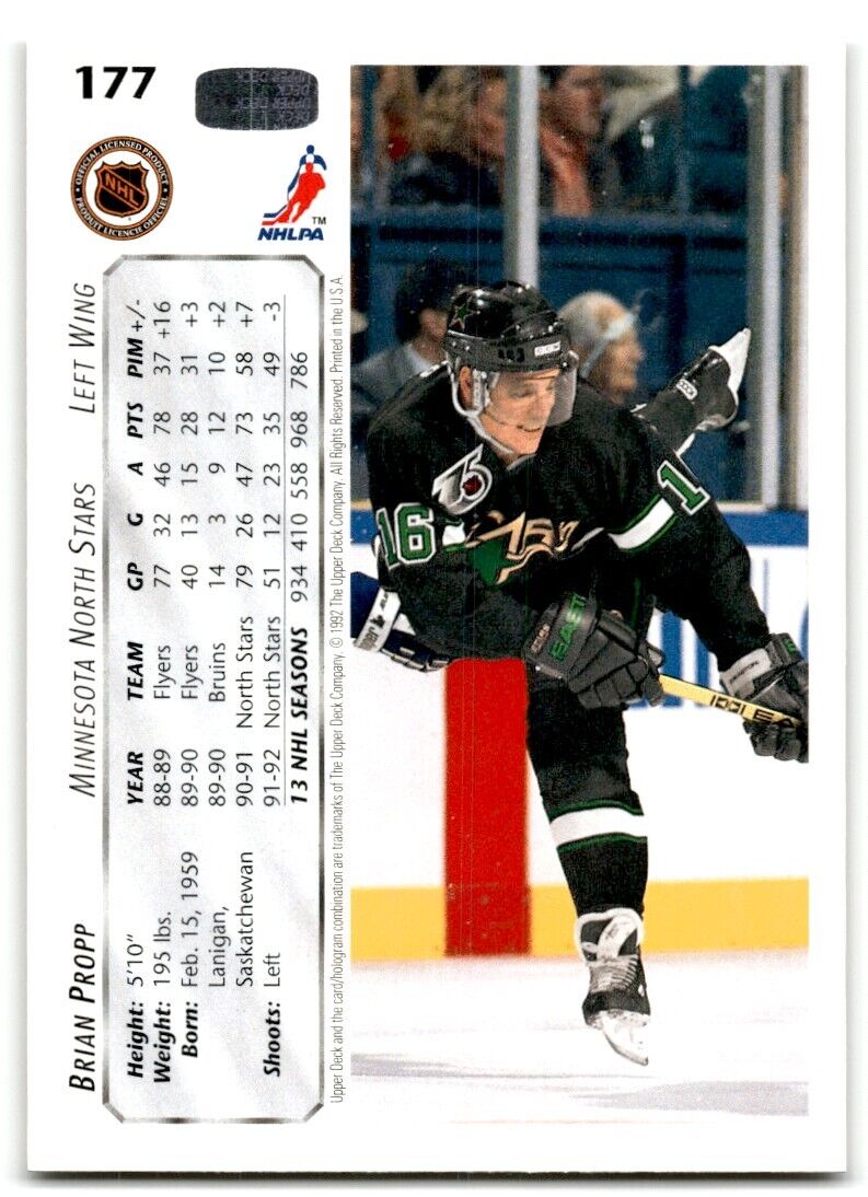 1992-93 Upper Deck Brian Propp Minnesota North Stars #177