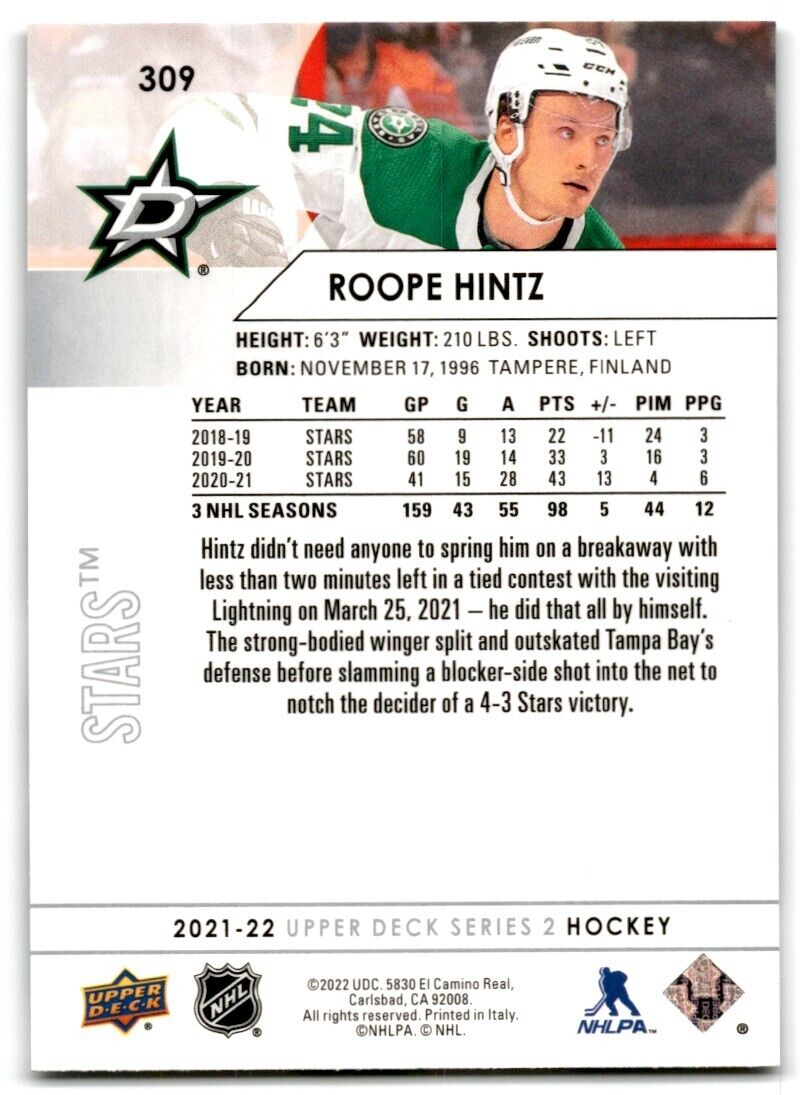 2022-23 Upper Deck Roope Hintz Dallas Stars #309