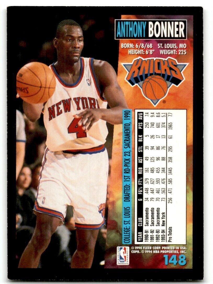 1994-95 Fleer Anthony Bonner New York Knicks #148