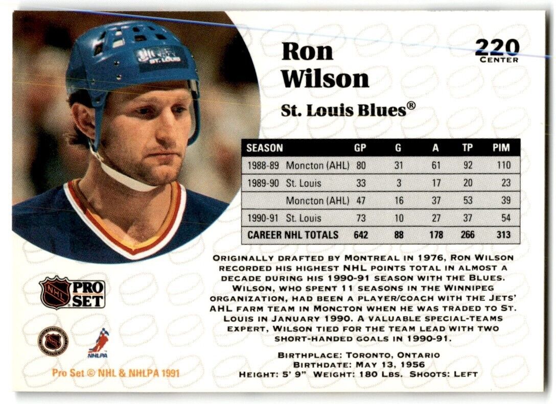 1991-92 Pro Set Ron Wilson St. Louis Blues #220